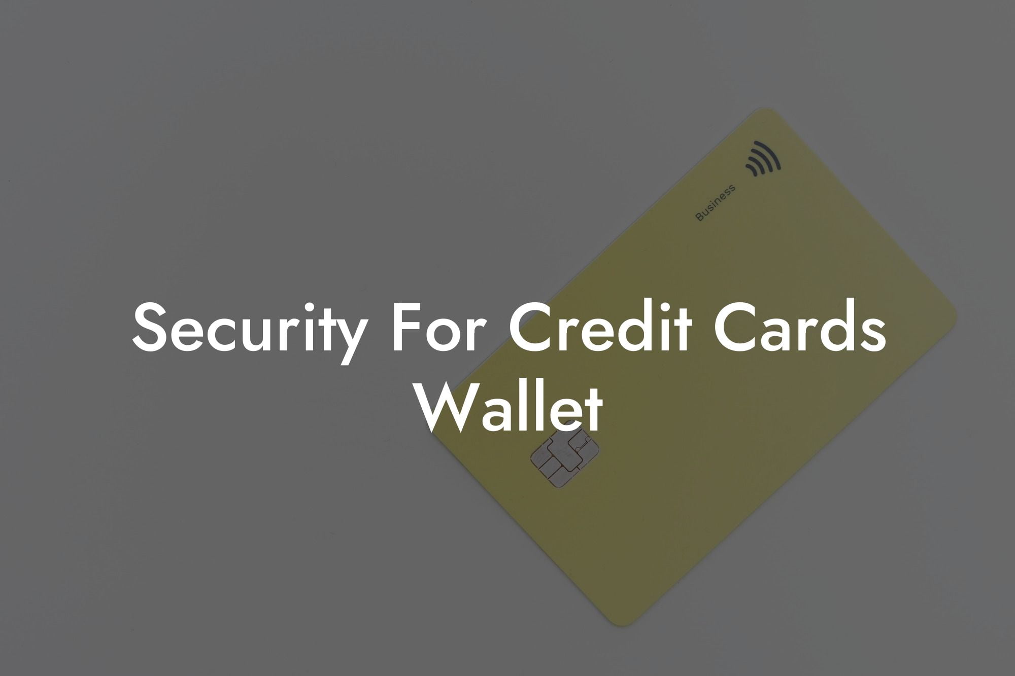 Security For Credit Cards Wallet