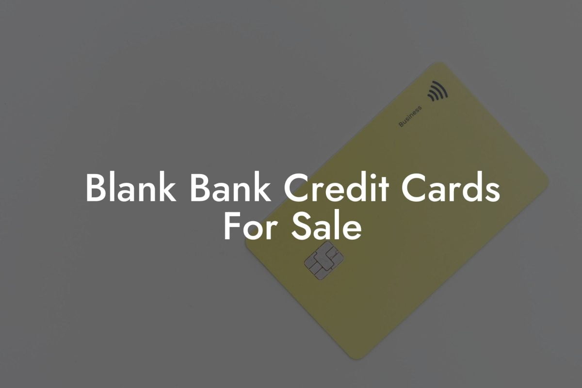 Blank Bank Credit Cards For Sale