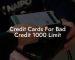 Credit Cards For Bad Credit 1000 Limit