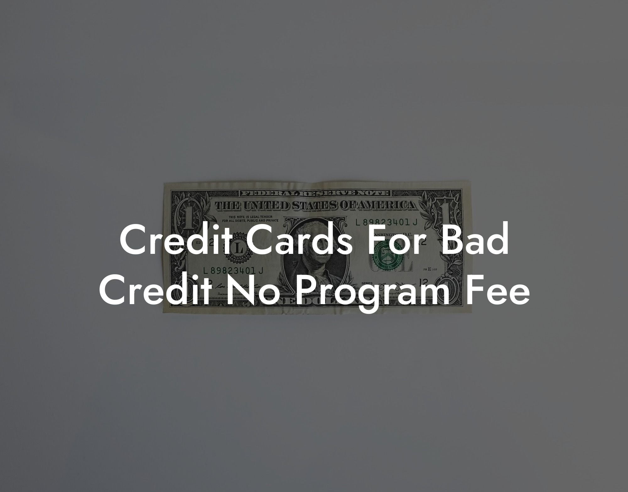 Credit Cards For Bad Credit No Program Fee